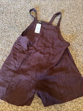 OYSHO Linen Blend Plum Romper Overalls - Unbranded